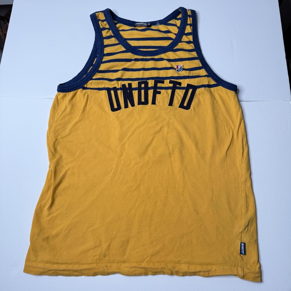 Undefeated Tank Top Men's Medium Yellow‎ Blue Striped Number 5 Graphic